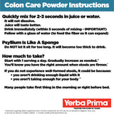 Cucharada de Yerba Prima polvo sin sabor destacando textura de fibra y mezcla inmediata