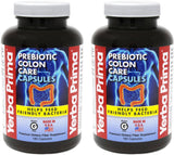 Frasco Yerba Prima Prebiotic Colon Care mostrando etiqueta y beneficios