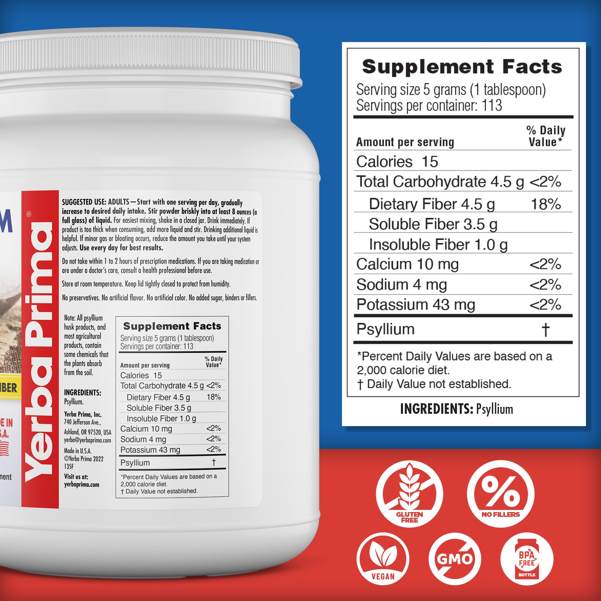 Batido de frutas con psyllium Yerba Prima integrado para añadir fibra vegetal
