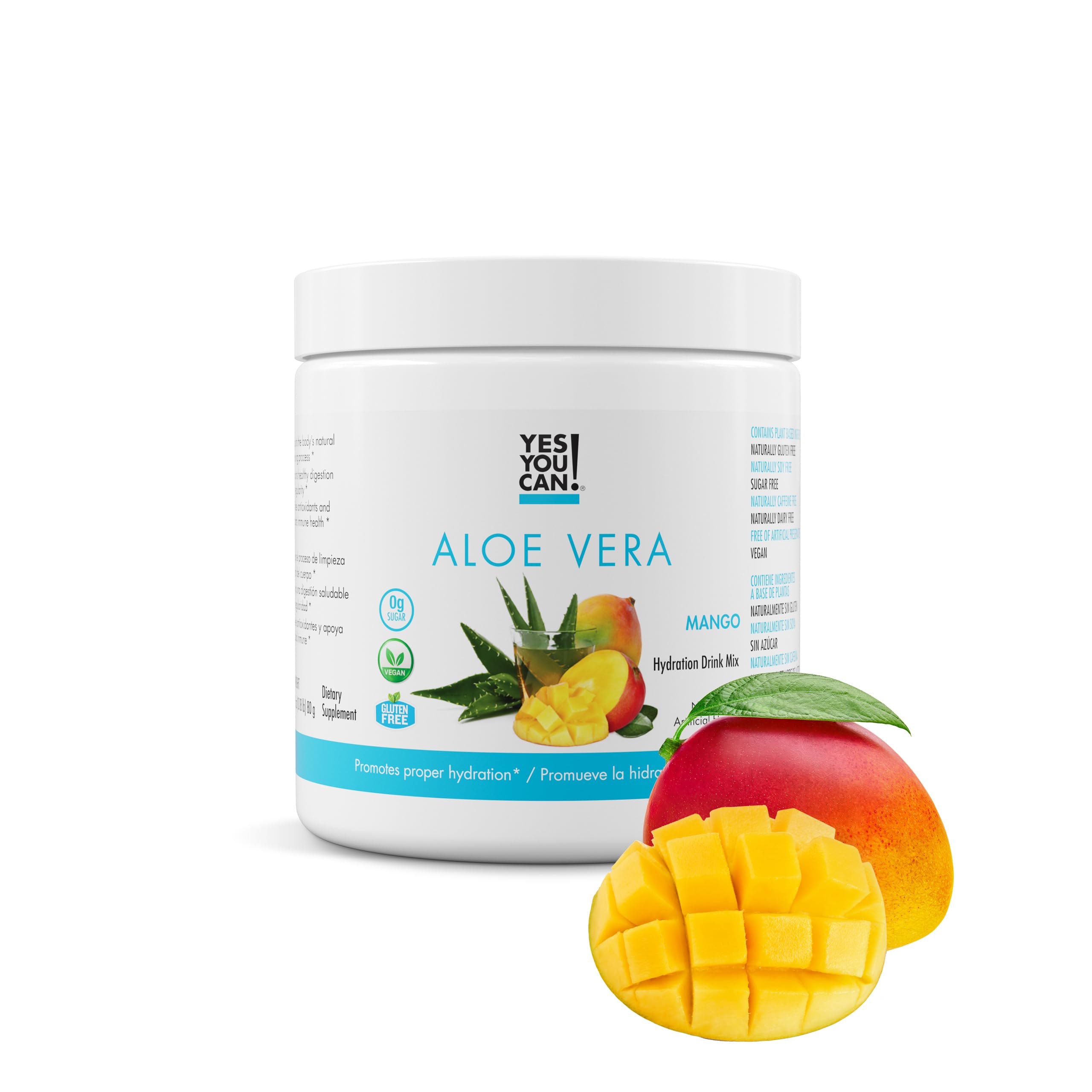 Yes You Can! empaque frontal mostrando 40 porciones y sabor mango