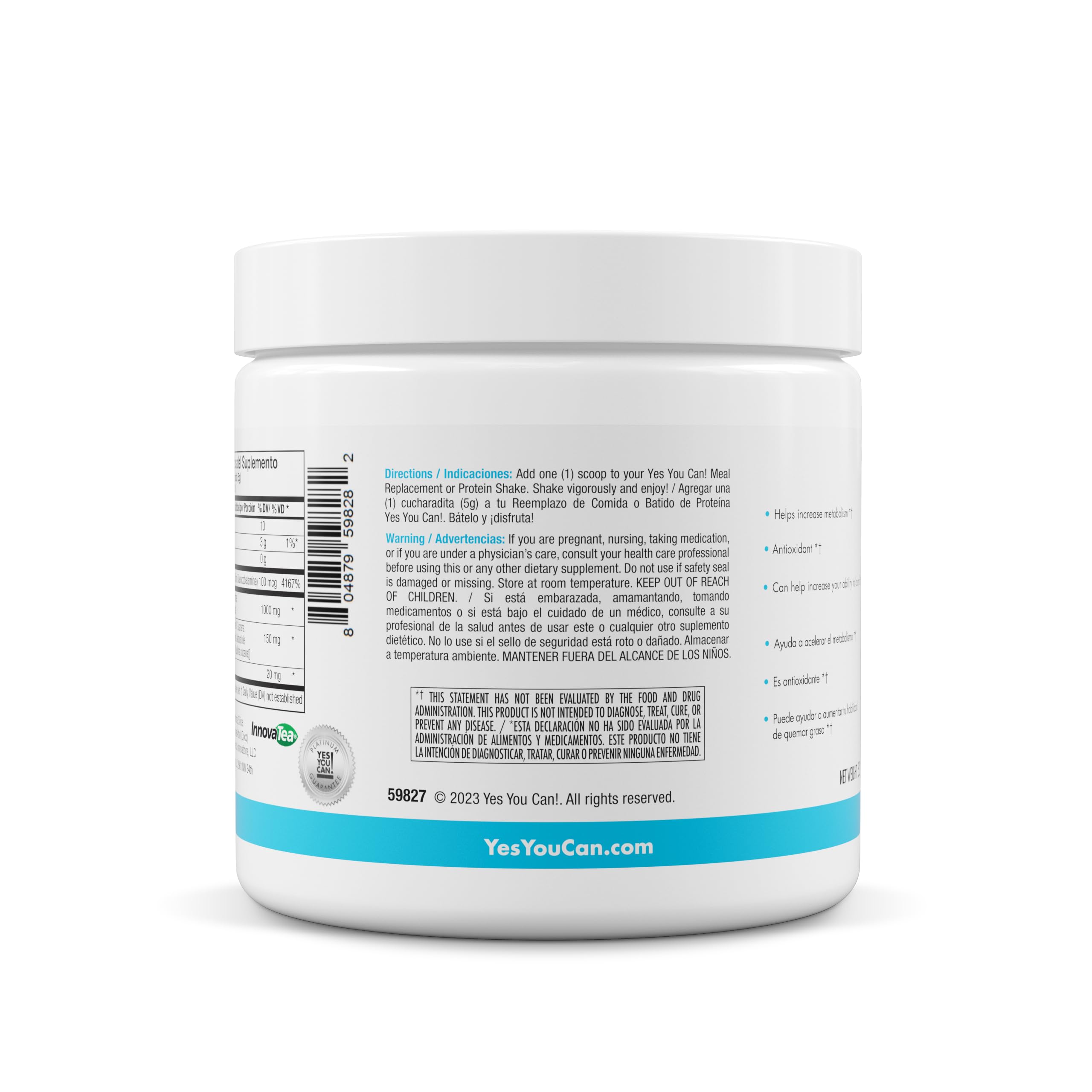 Yes You Can! etiqueta nutricional clara para información de ingredientes