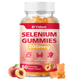 Yidout envase frontal de gomitas de selenio 200 mcg mostrando cantidad y sabor