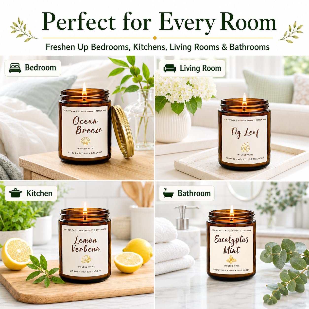 YINUO LIGHT detalle de etiqueta con nombres de aromas para identificar fragancias
