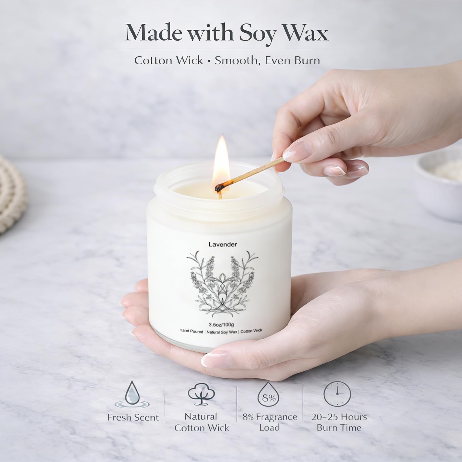 YINUO LIGHT vela encendida en salón creando ambiente relajante y fragancia acogedora