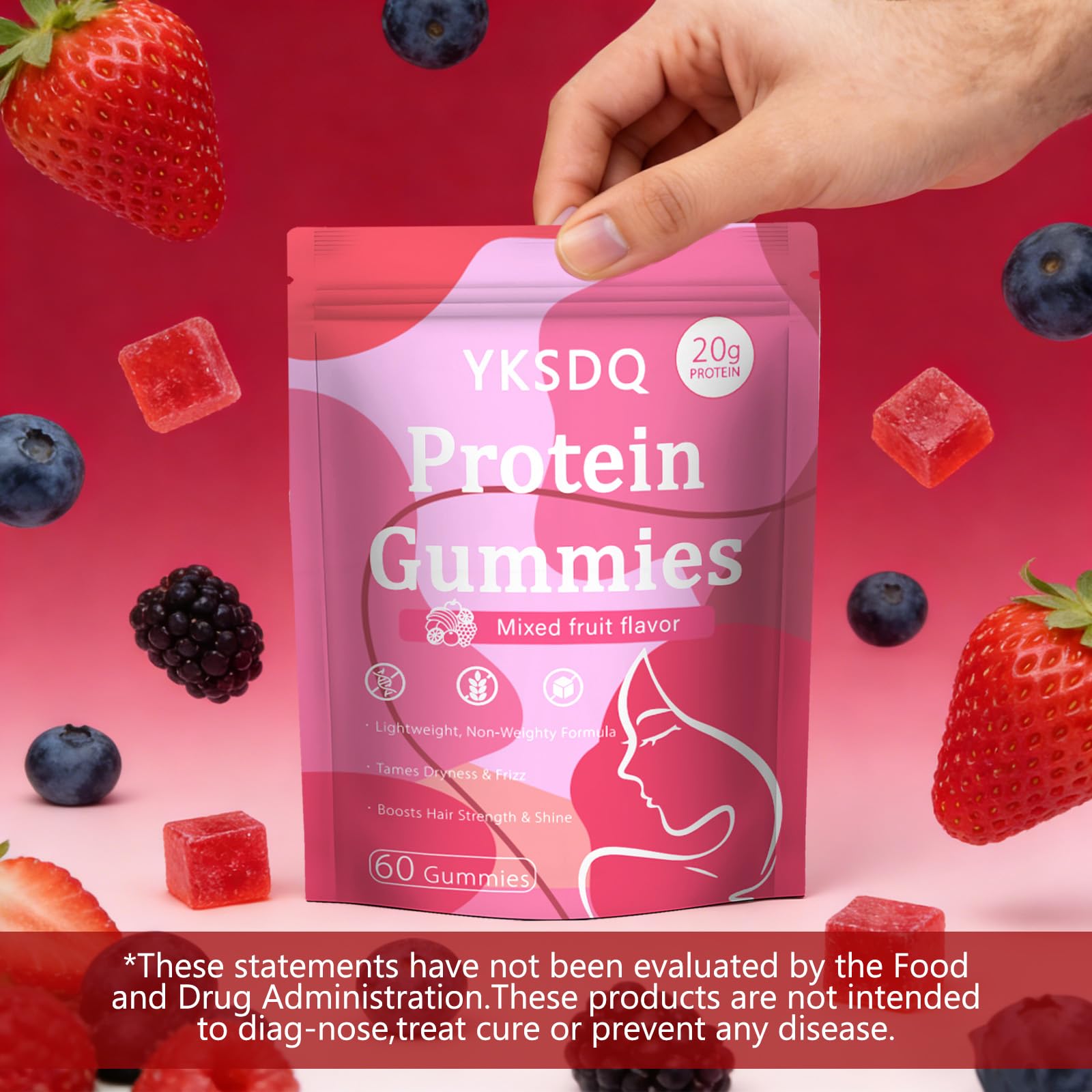 YKSDQ gomitas en bolso mostrando portabilidad y consumo en movimiento