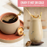 Ylva Blends mezcla servida con leche vegetal mostrando cremosidad y sabor