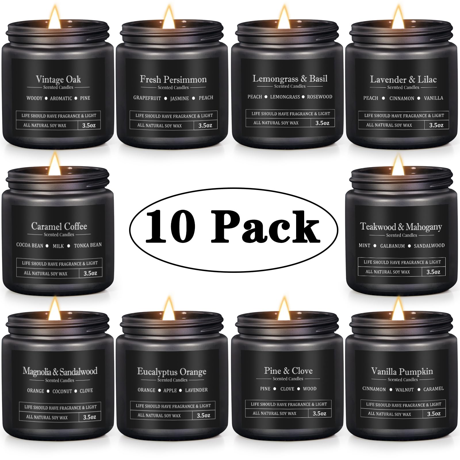 YMing etiqueta de vela mostrando nombre de aroma y diseño masculino