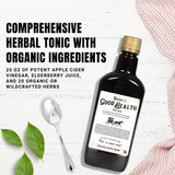 Yoder Naturals botella abierta vertiendo tónico, fácil de usar diariamente