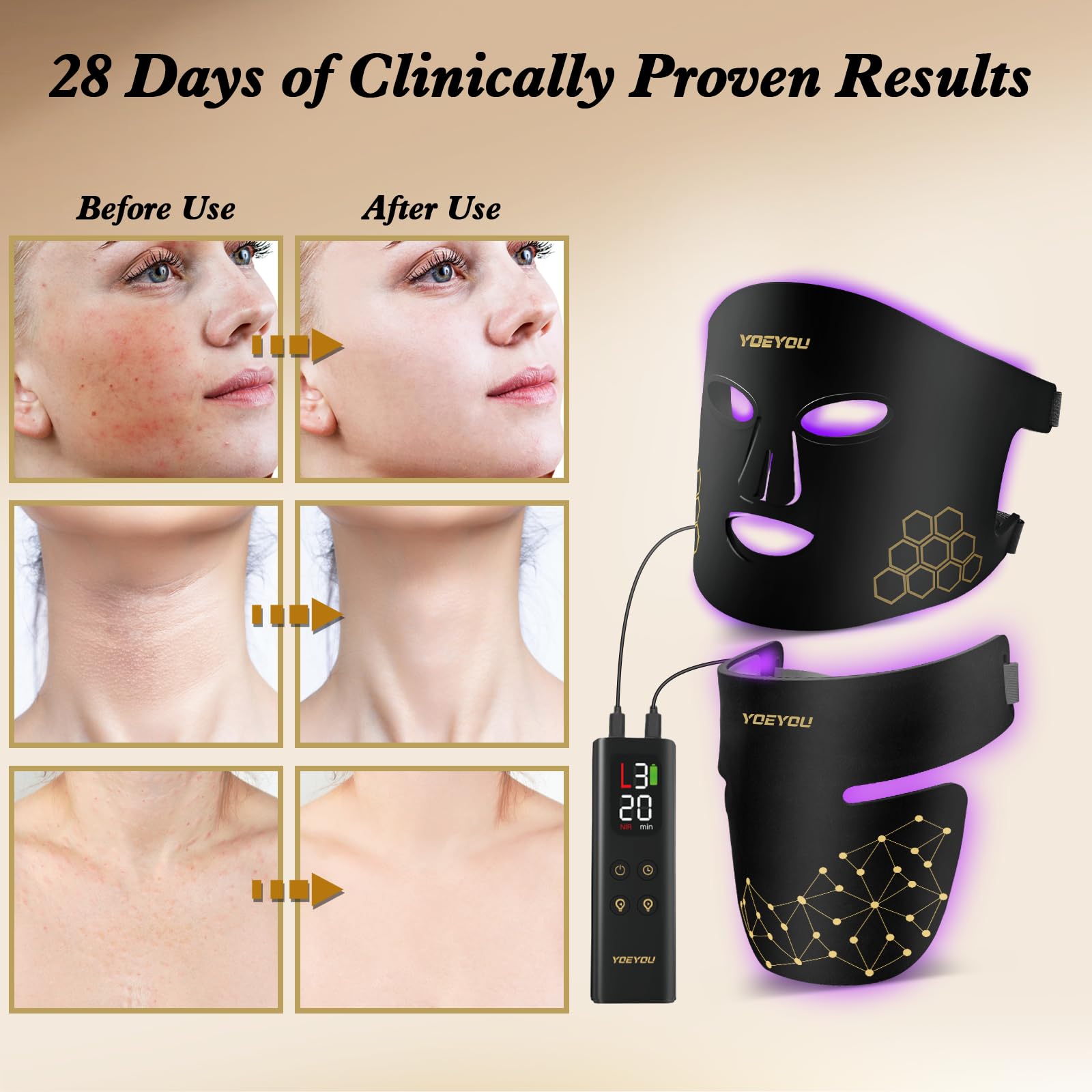 YOEYOU máscara usada en cuello para tratamiento combinado rostro-cuello