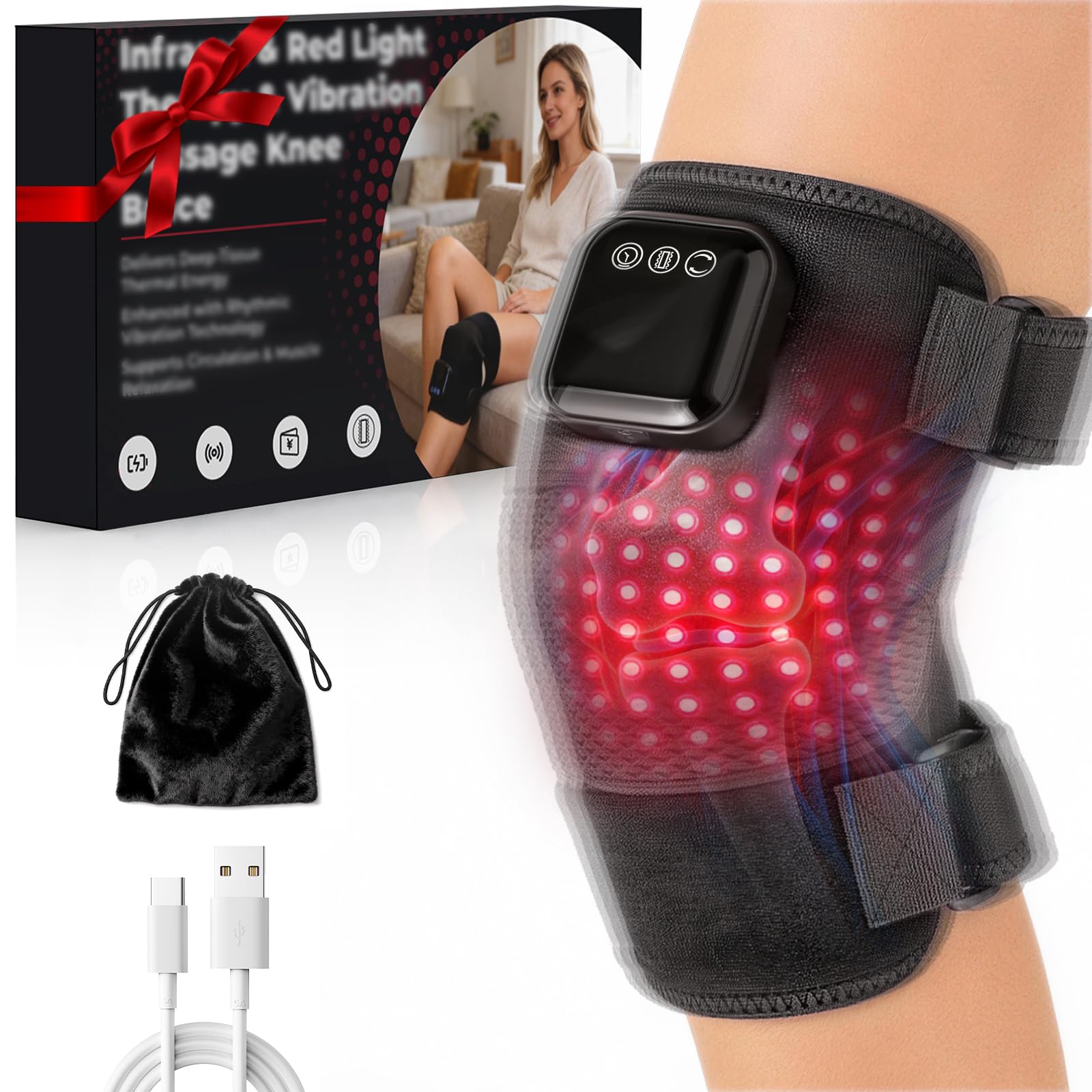 Yogaret rodillera frontal mostrada en caja lista para regalo y uso inmediato