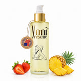 Yoni Rescue frente del producto mostrando botella y etiqueta clara para identificación