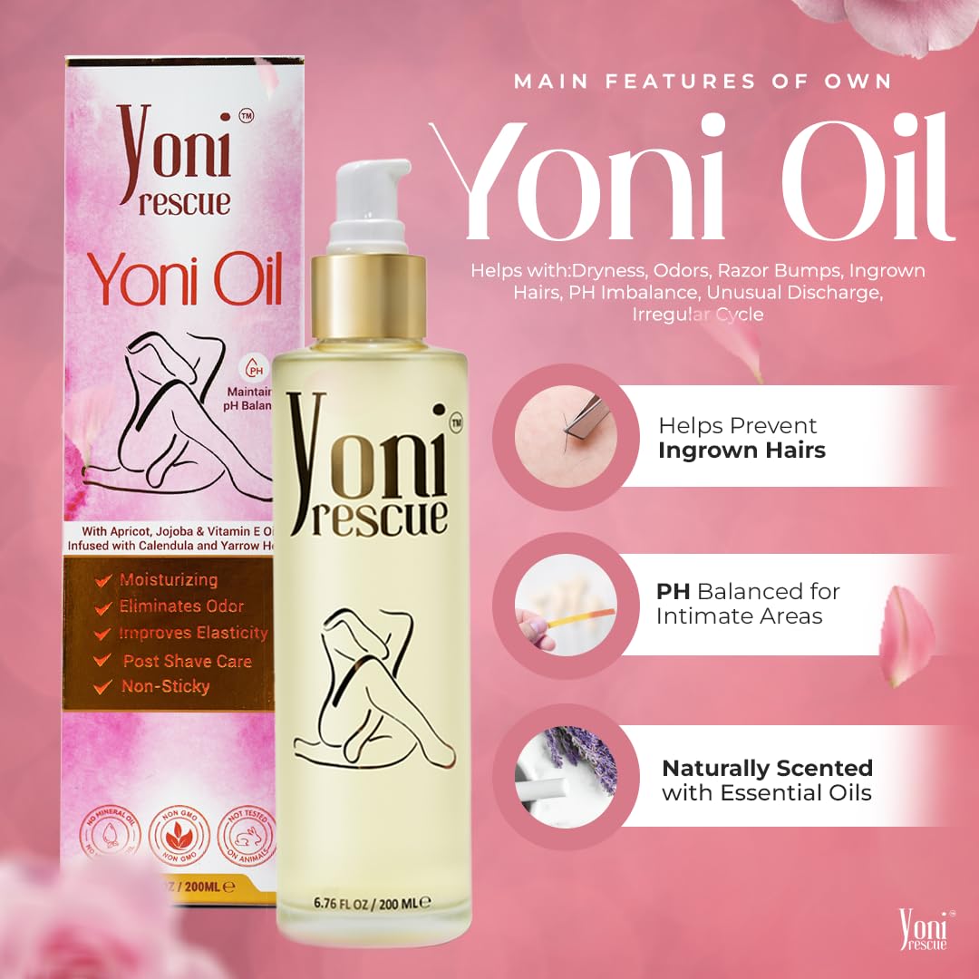 Yoni Rescue aplicación en mano femenina ilustrando uso externo seguro