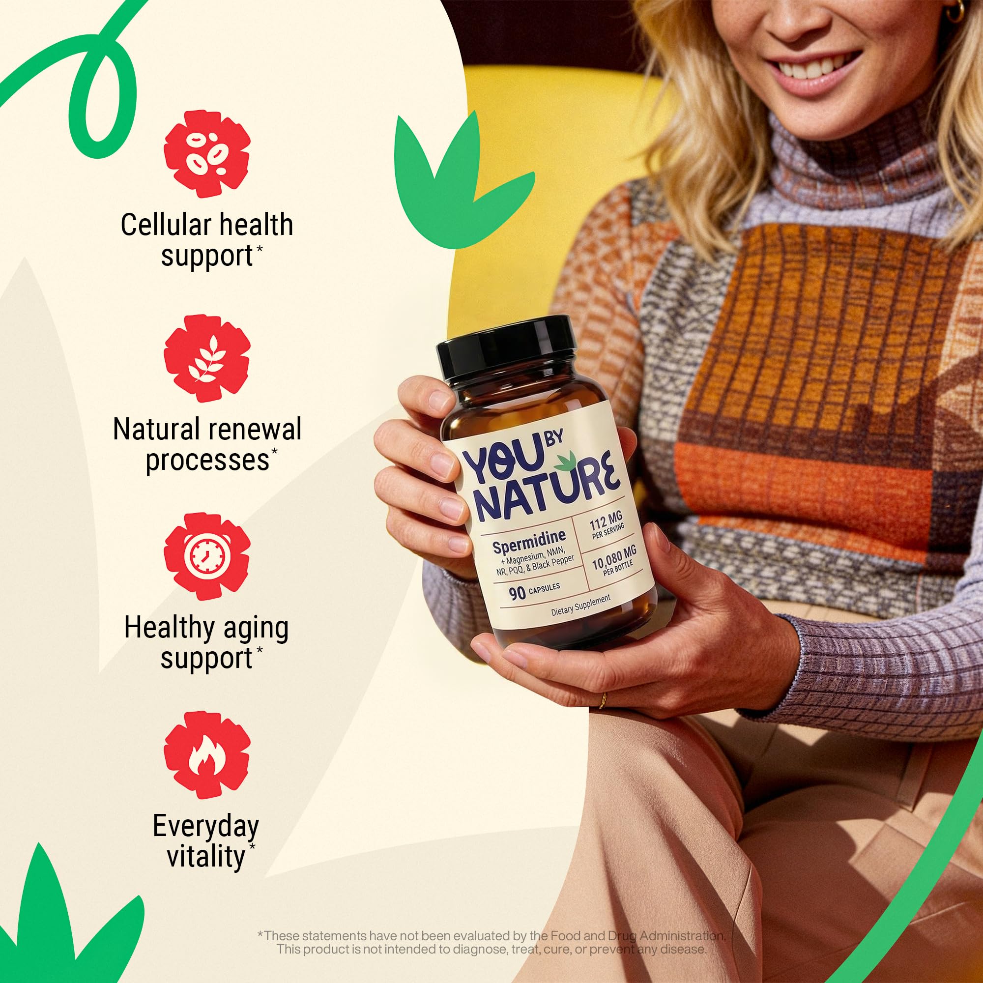 YOUBYNATURE cápsula en mano mostrando tamaño y facilidad de deglución