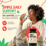 YOUBYNATURE cápsulas junto a vaso de agua en rutina diaria