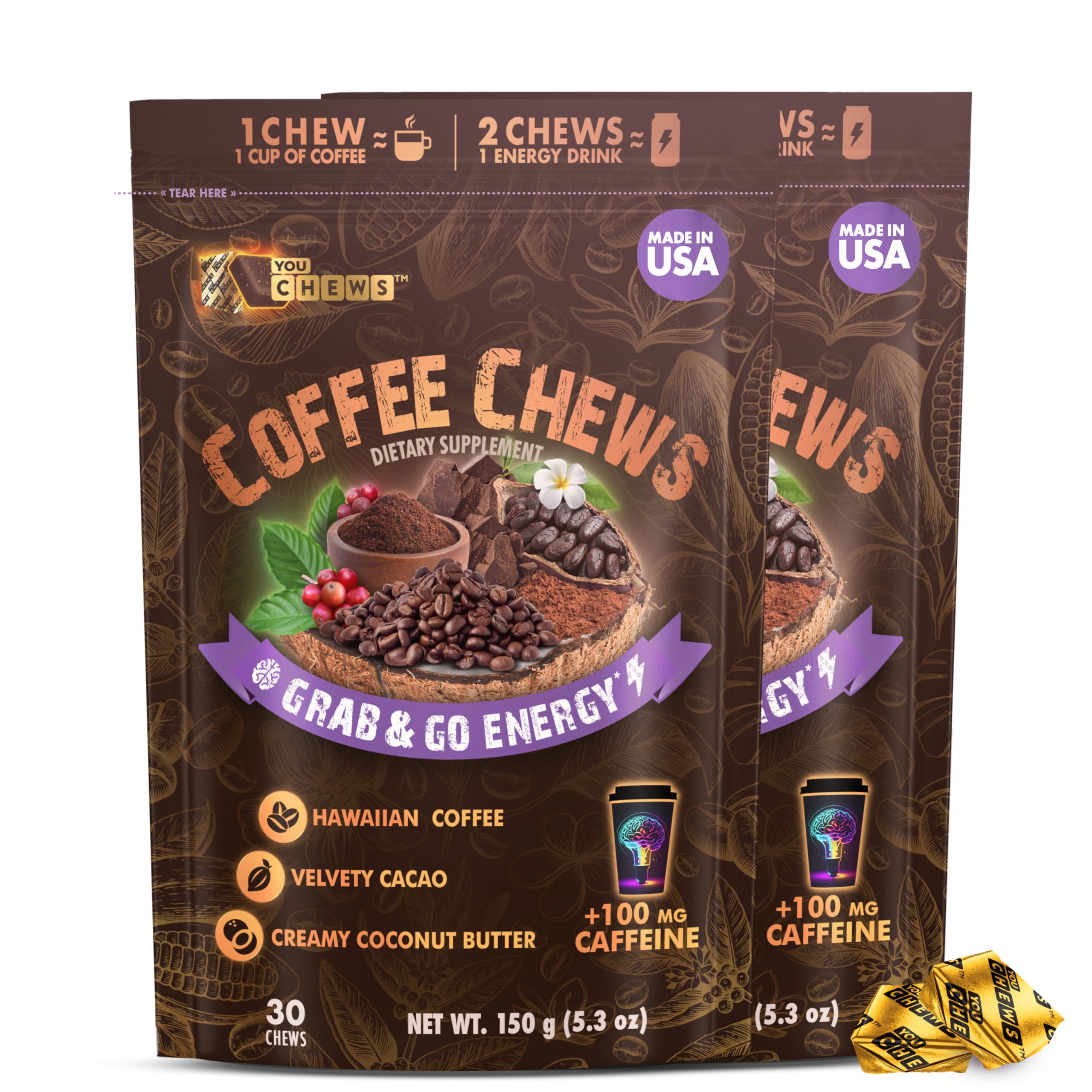 YouChews frente del pack mostrando diseño y beneficio energía portátil