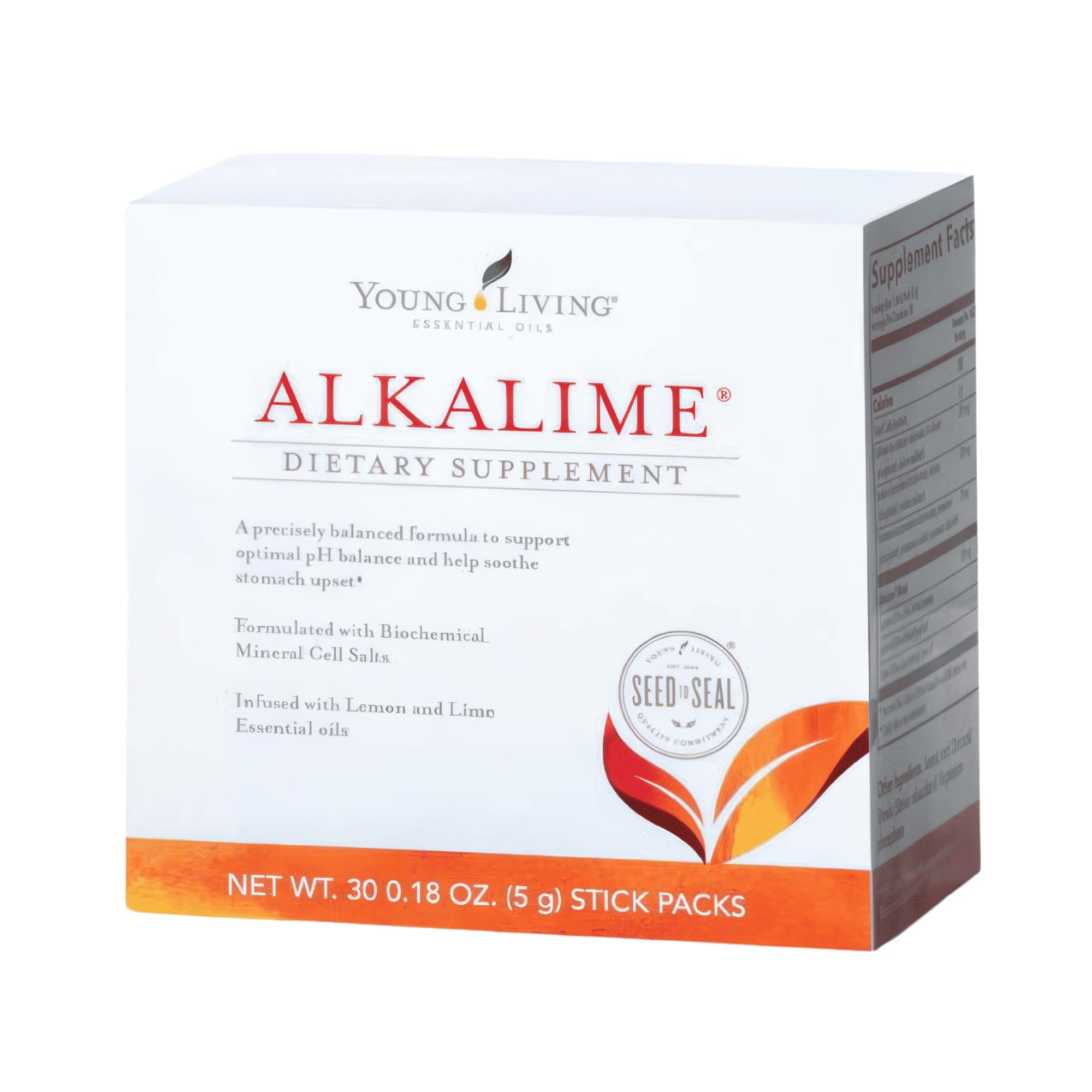 Young Living frente del empaque mostrando 30 sobres y beneficios portátiles
