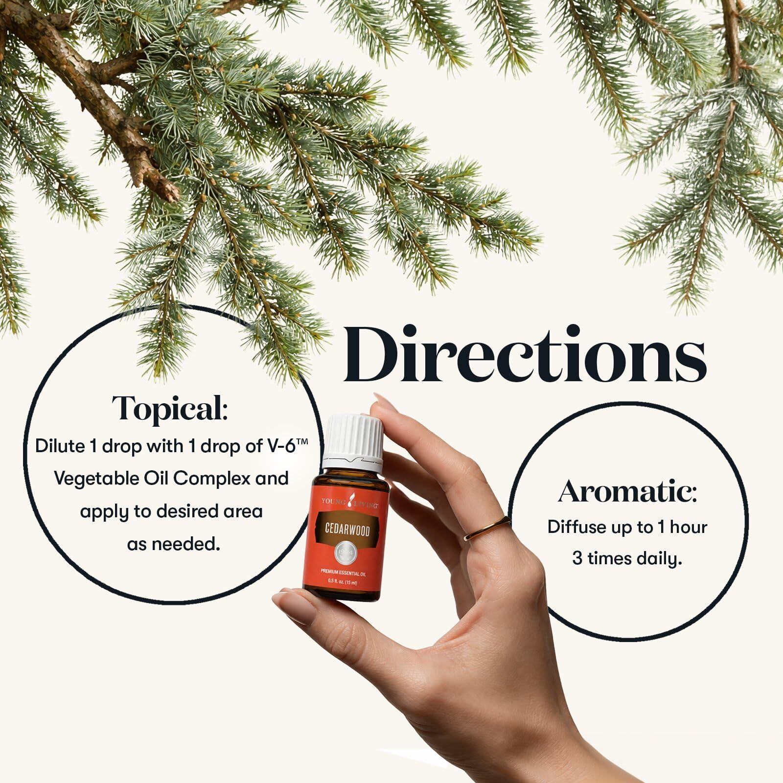 Young Living botella junto a regla para comparar tamaño compacto 15 ml