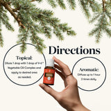 Young Living botella junto a regla para comparar tamaño compacto 15 ml