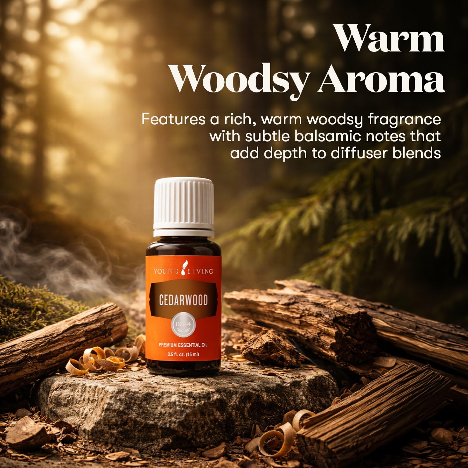 Young Living detalle de etiqueta mostrando calidad Seed to Seal y origen