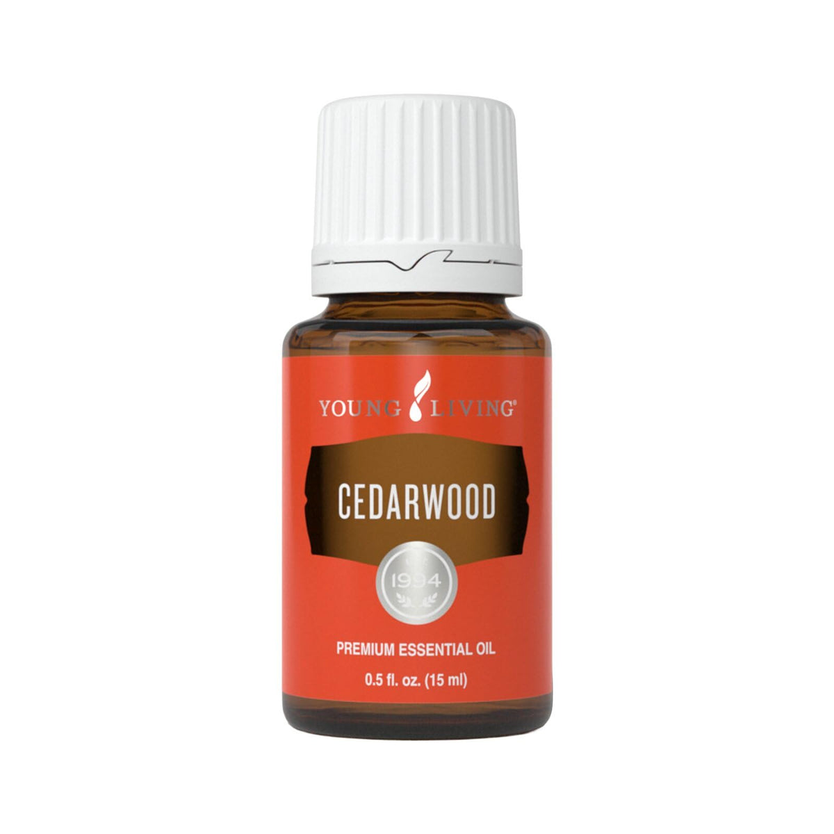 Young Living botella frontal 15 ml con aroma cedro, presenta confianza
