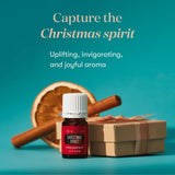 Detalle del frasco Young Living Christmas Spirit mostrando el tapón y vidrio