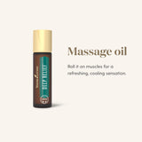 Young Living Deep Relief comparación de tamaño con objetos cotidianos útil para viajar