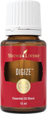 Young Living frasco DiGize frente mostrando tamaño y diseño, fácil identificación