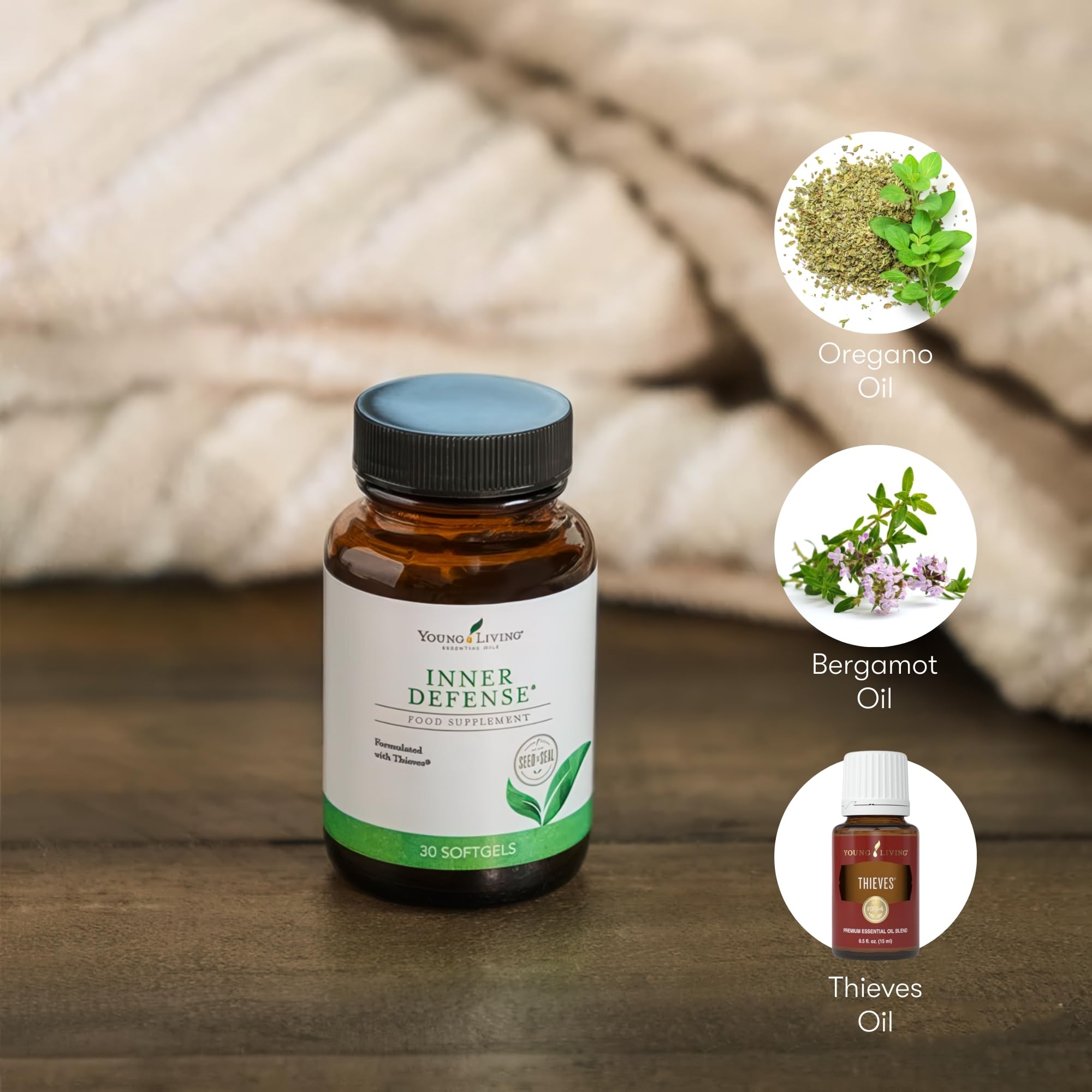 Young Living etiqueta del producto con lista de ingredientes clara