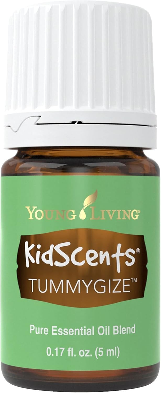 Young Living TummyGize frontal del envase mostrando diseño y uso infantil reconfortante