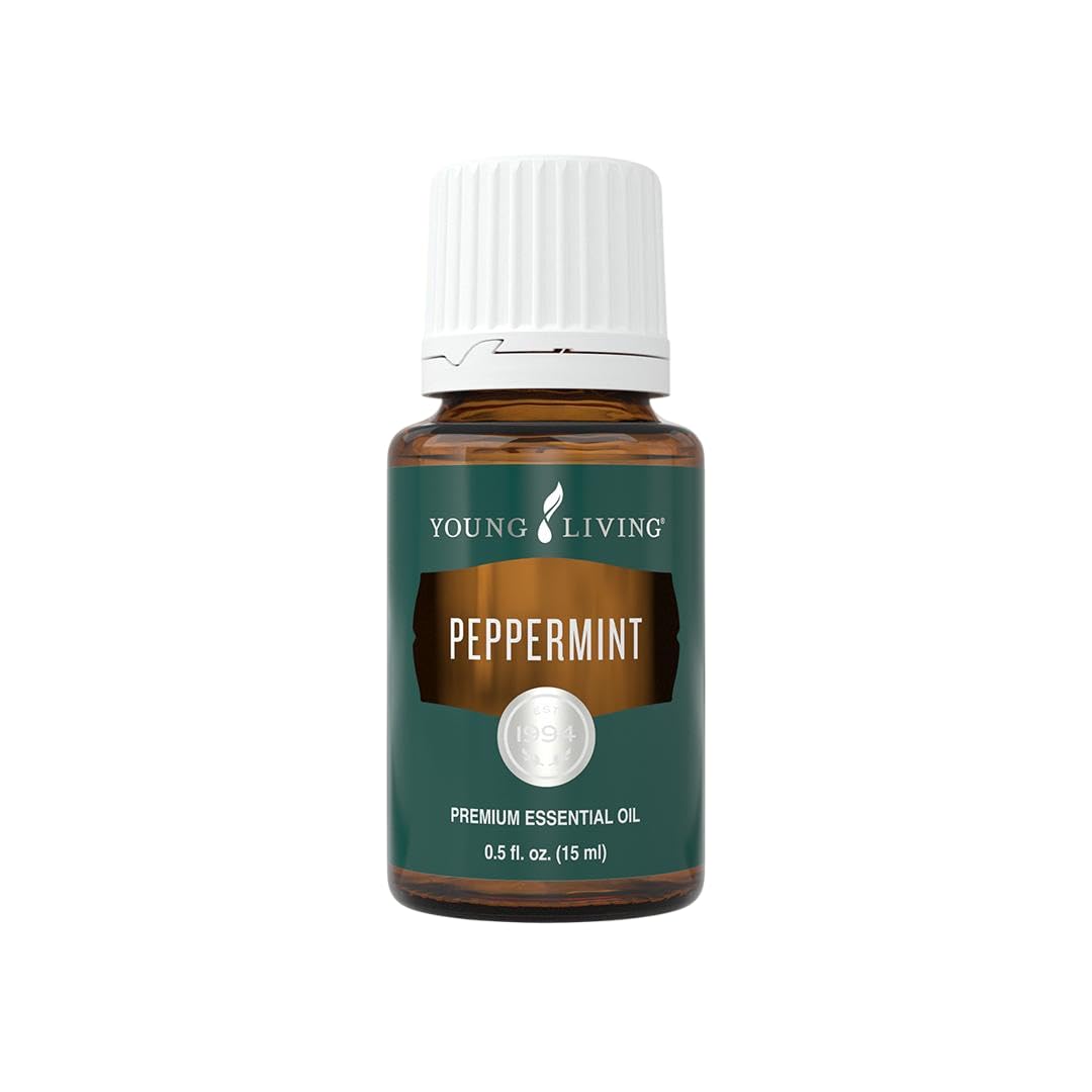 Young Living frasco de menta 15 ml mostrando etiqueta y tamaño como beneficio de pureza