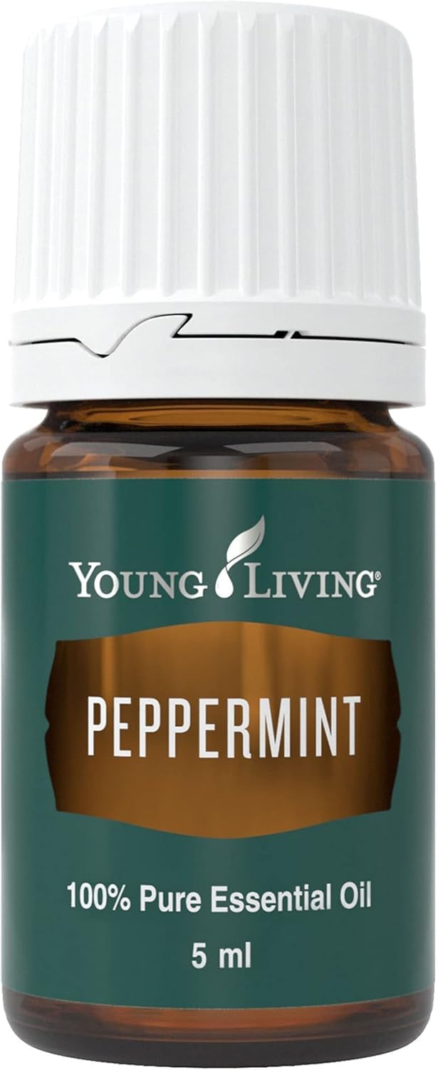 Young Living botella frontal de menta mostrando etiqueta clara y pureza