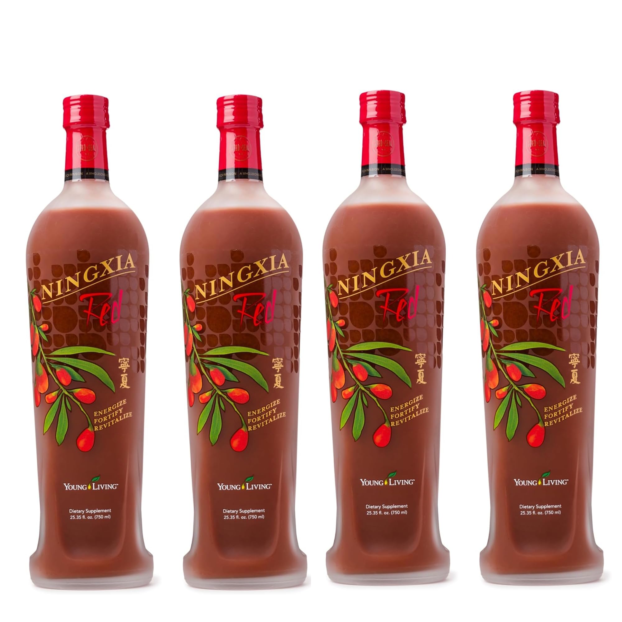 Young Living botella frontal del pack de 4 con etiqueta clara y diseño atractivo