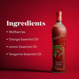 Young Living comparación de tamaño de la botella para visualizar porción y escala