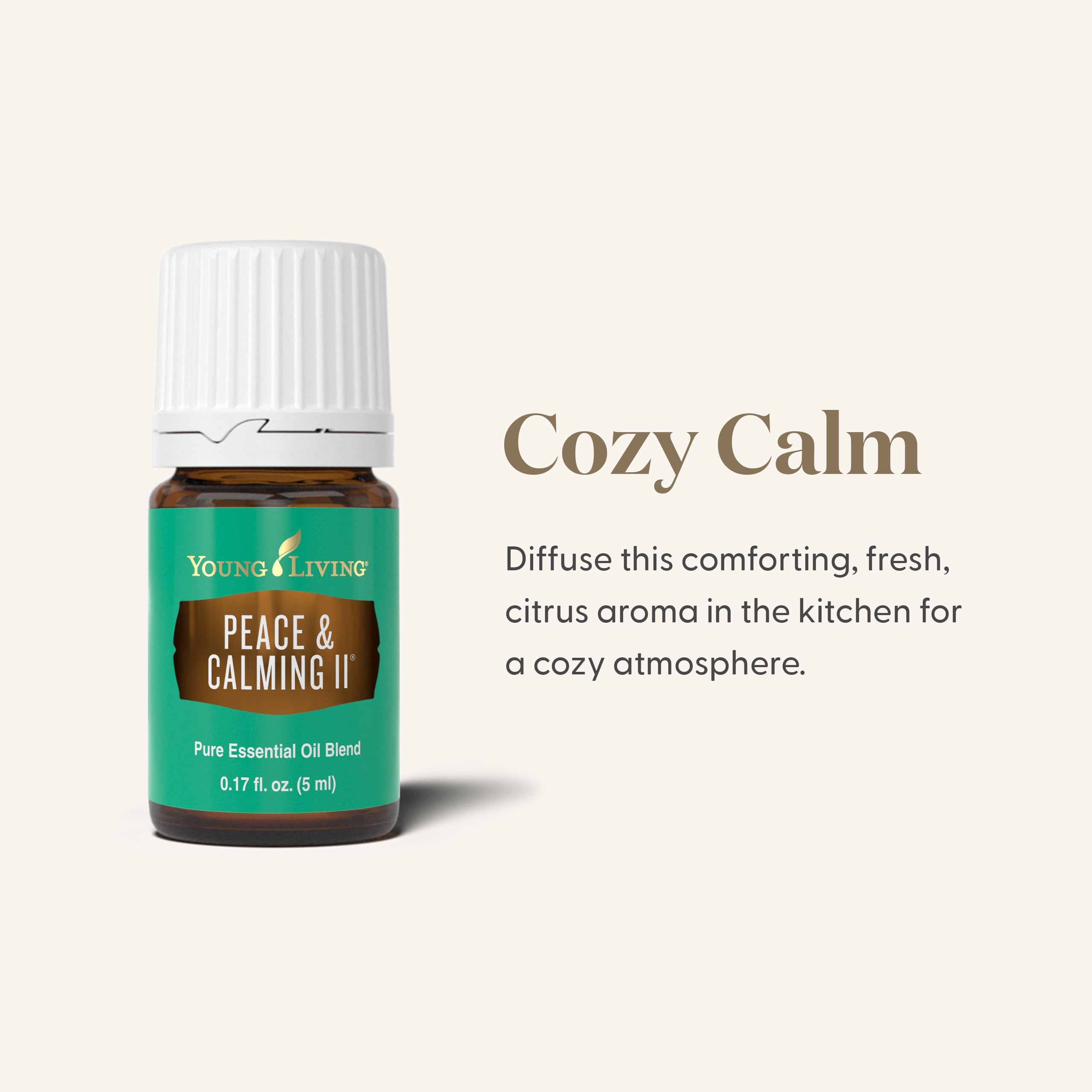 Young Living difusor con Peace & Calming II en salón, aroma ambiental relajante