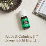 Young Living detalle del frasco Peace & Calming II mostrando tapa y vidrio protector