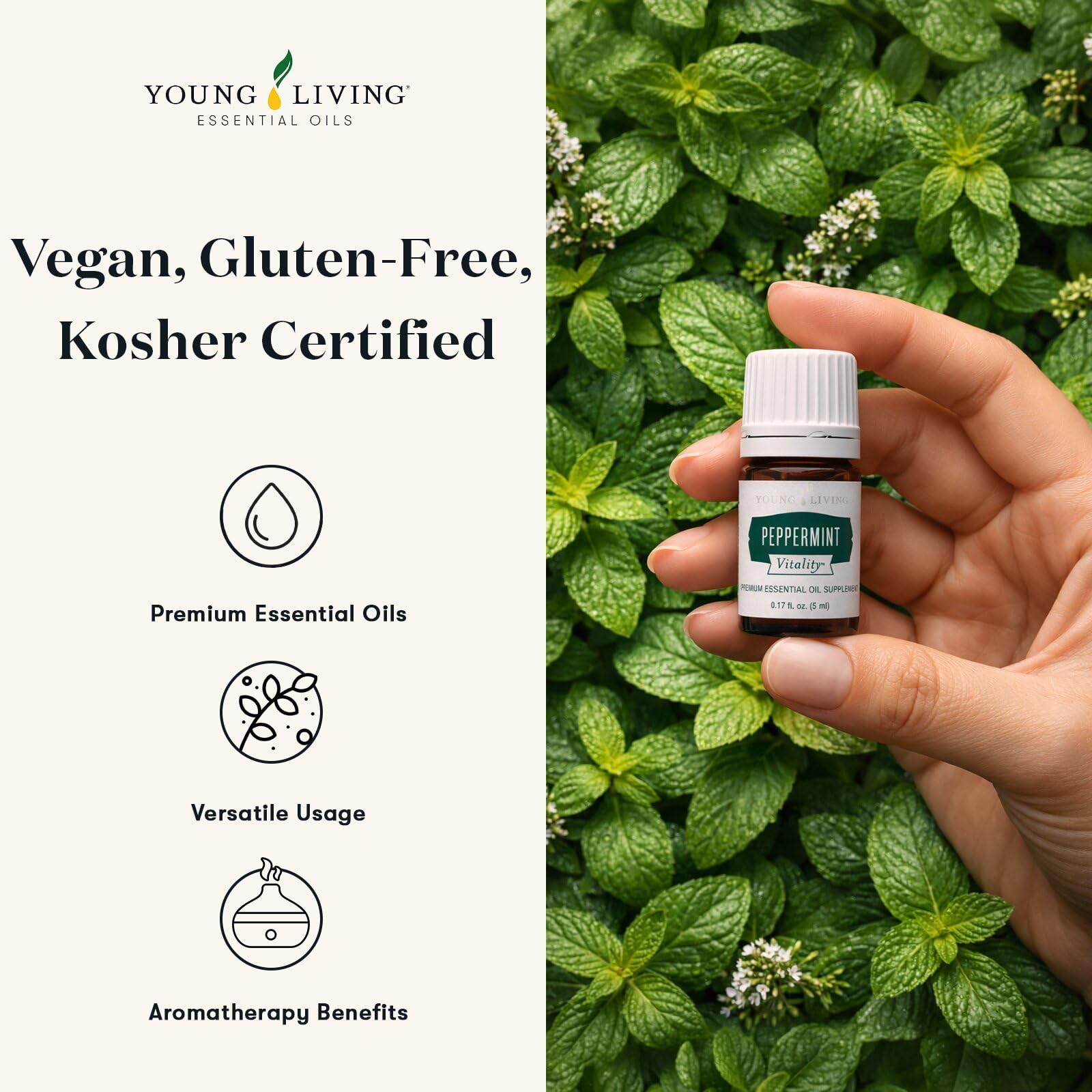 Young Living Peppermint Vitality en difusor para ambiente fresco y concentrado