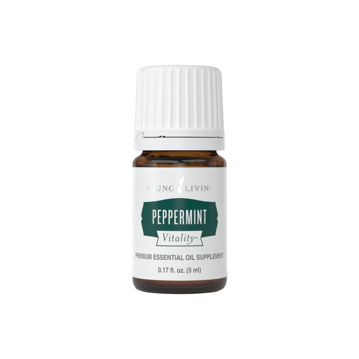 Young Living frasco frontal de Peppermint Vitality mostrando diseño y conveniencia