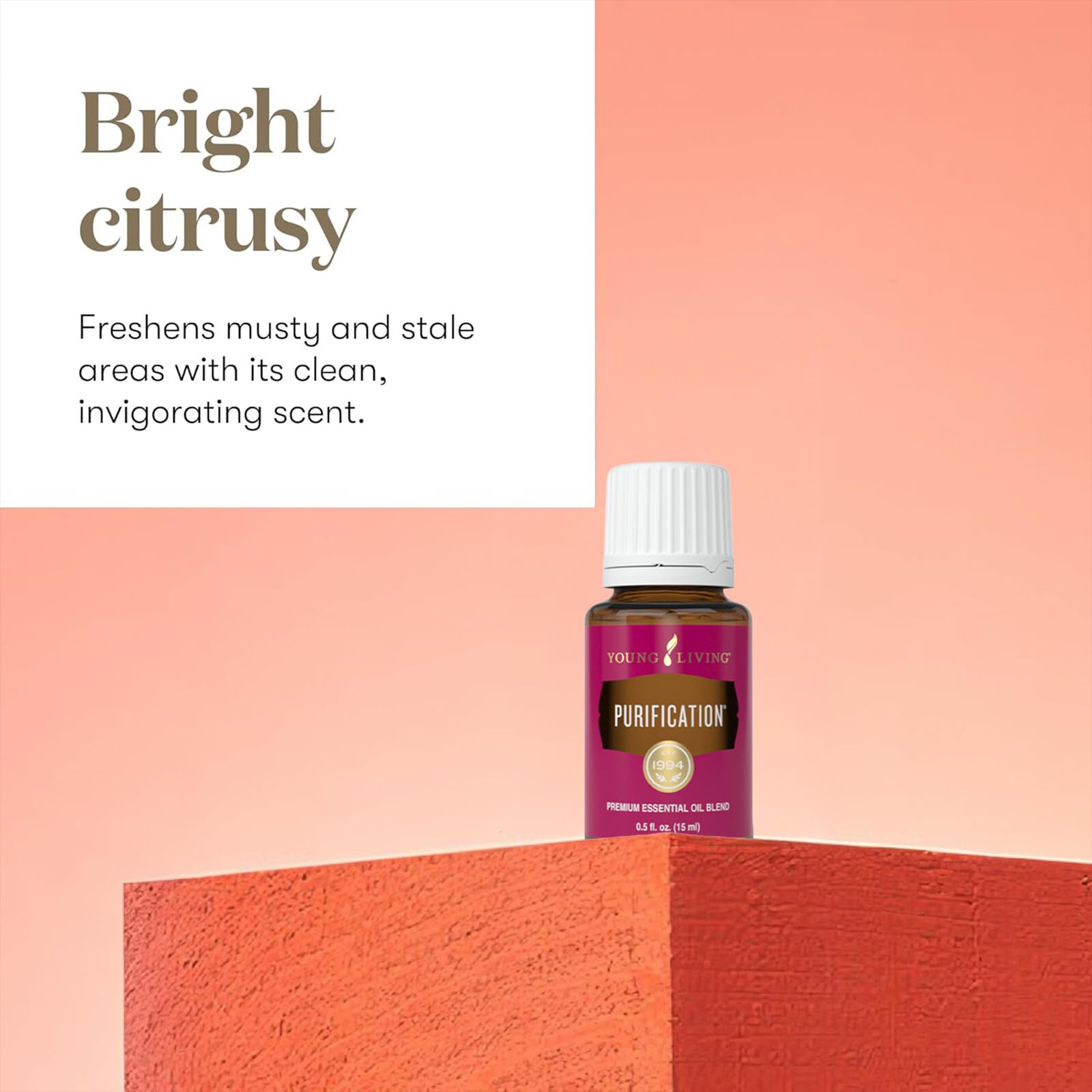 Young Living Purification etiqueta en primer plano con información clara del producto