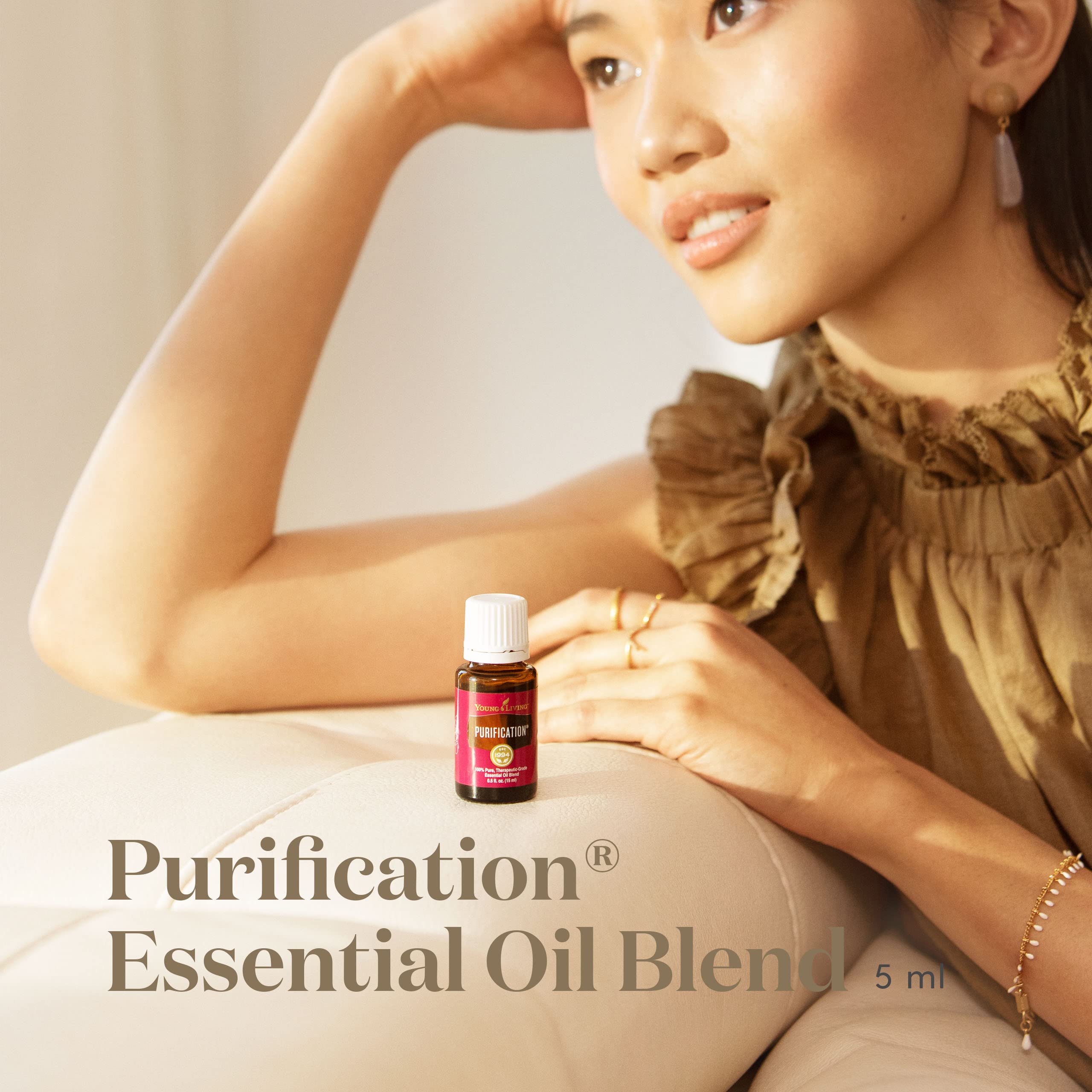 Etiqueta de Young Living Purification con ingredientes y lectura clara