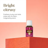 Young Living Purification etiqueta en primer plano con información clara del producto