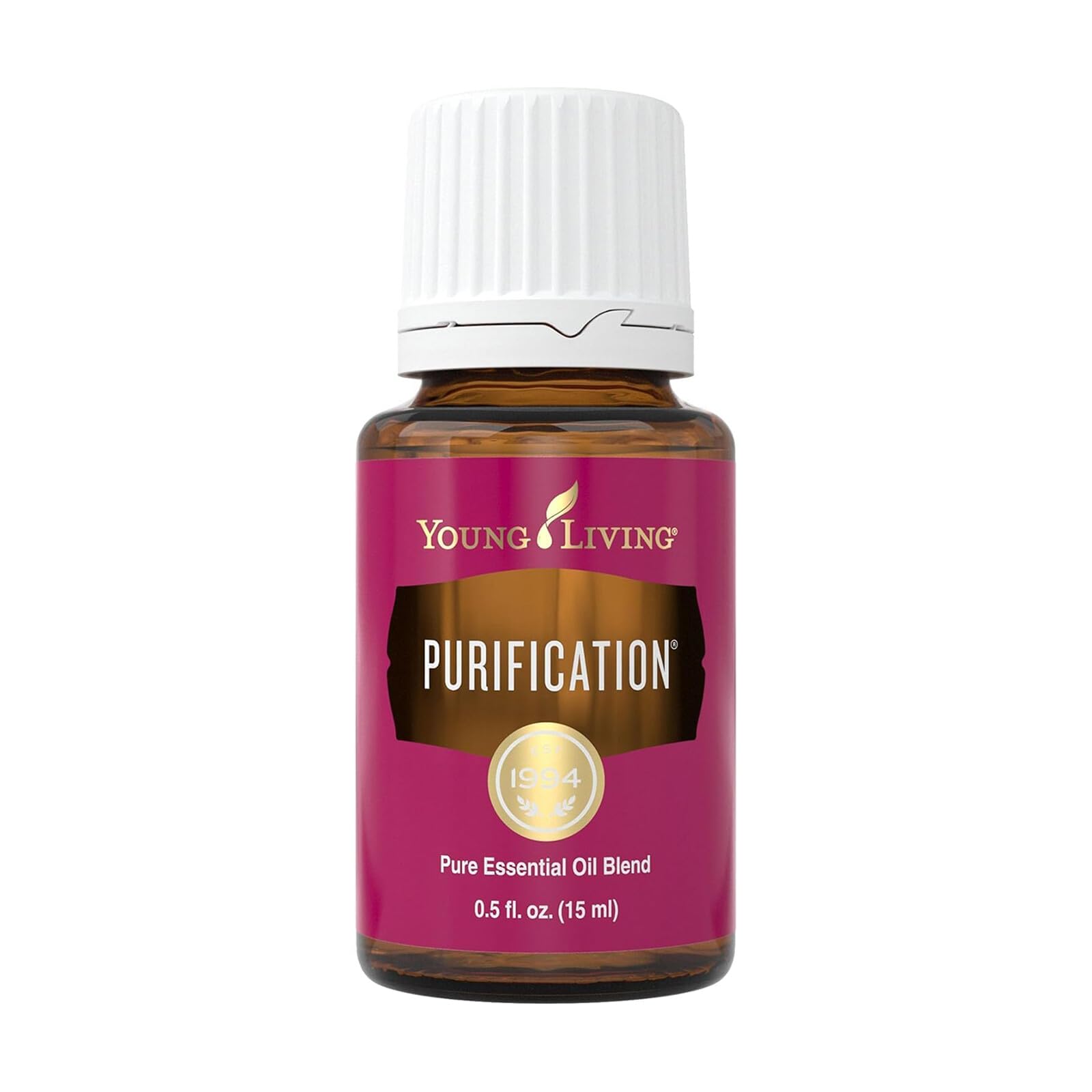 Young Living Purification frente del envase mostrando tamaño práctico y portabilidad