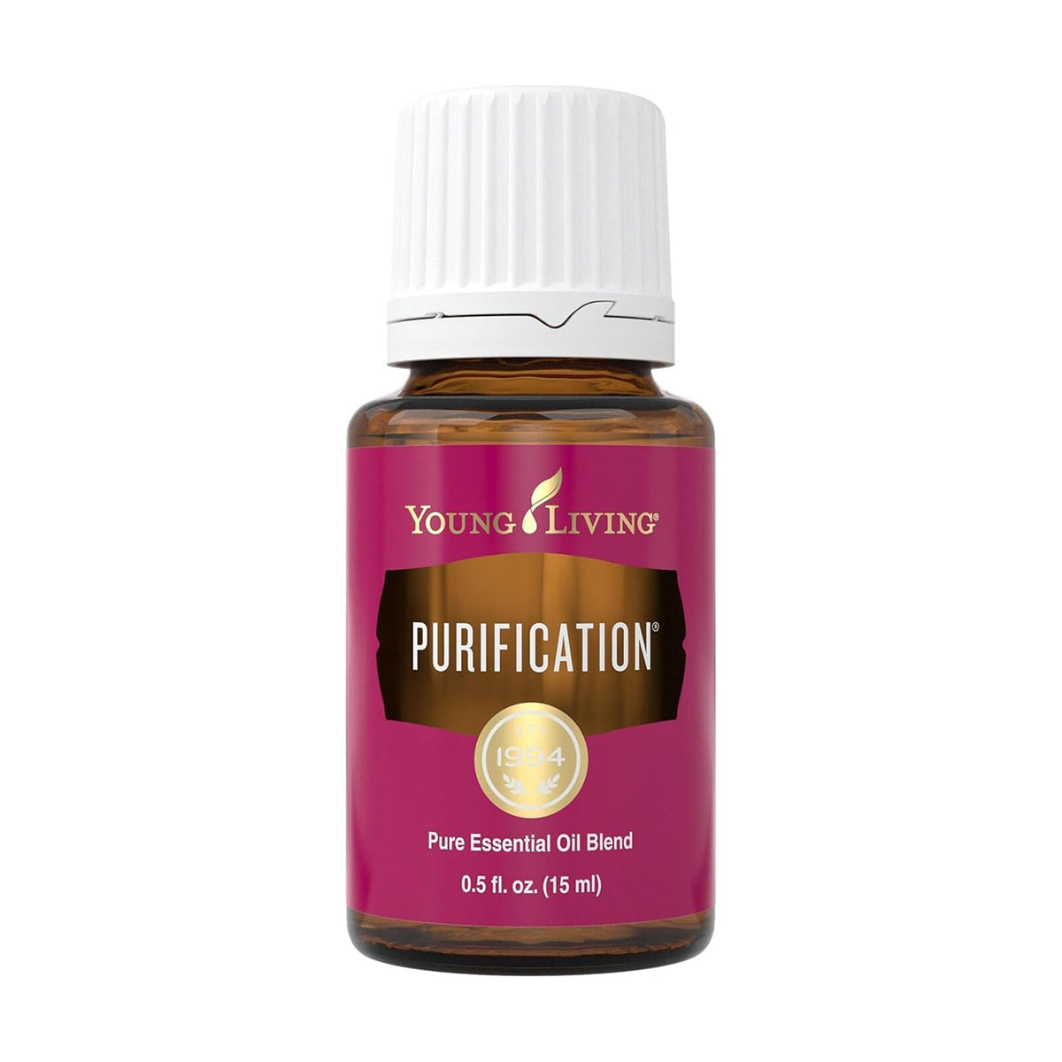 Young Living Purification frente del envase mostrando tamaño práctico y portabilidad