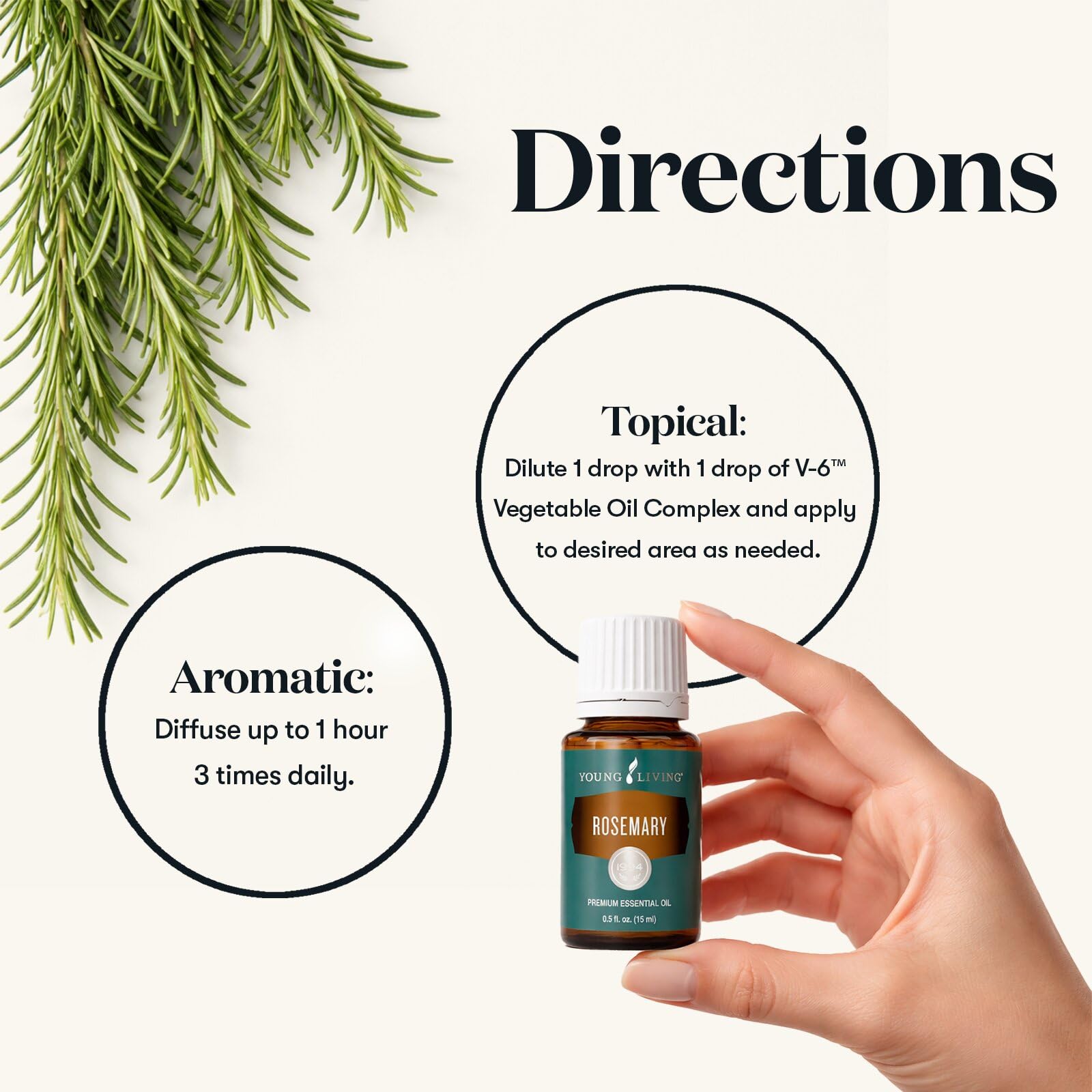 Young Living romero mezclado con lavanda para equilibrio aromático relajante