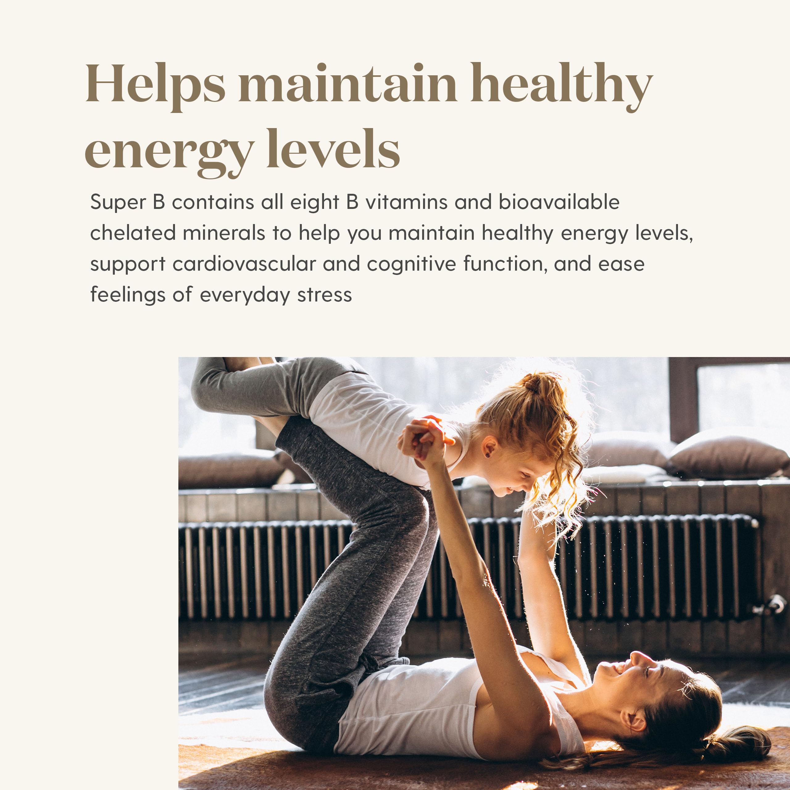 Young Living Super B comparación de tamaño para referencia de porción