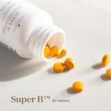 Young Living tabletas Super B primer plano que muestra textura y calidad
