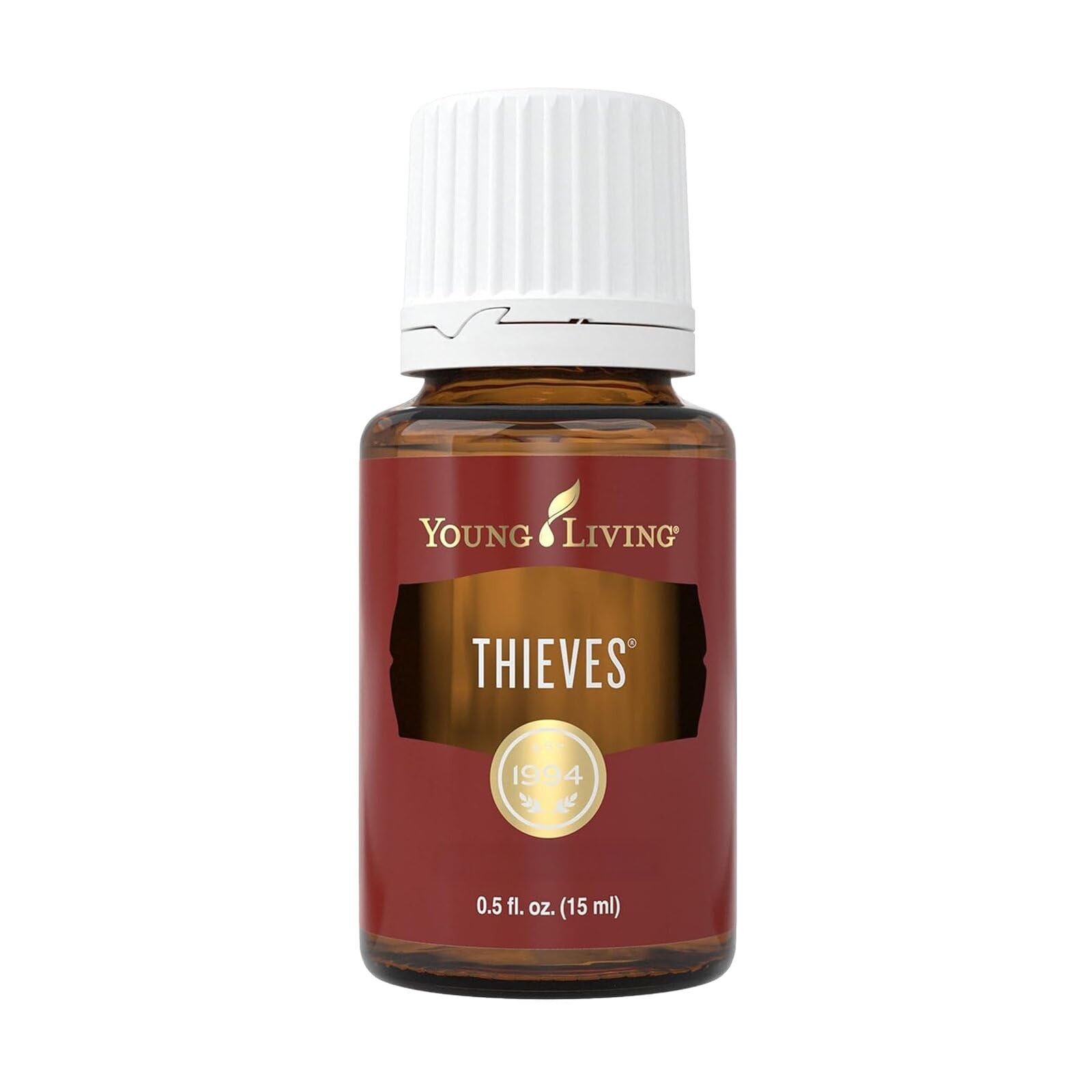 Young Living Thieves vista frontal del envase con aroma reconocible