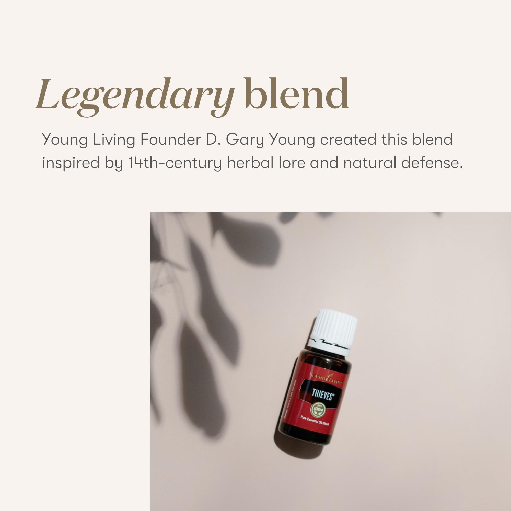 Young Living Thieves primer plano del gotero que muestra control de gotas para dosificación precisa