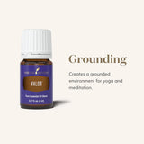Young Living frasco Valor en ambiente hogareño promoviendo calma y enfoque