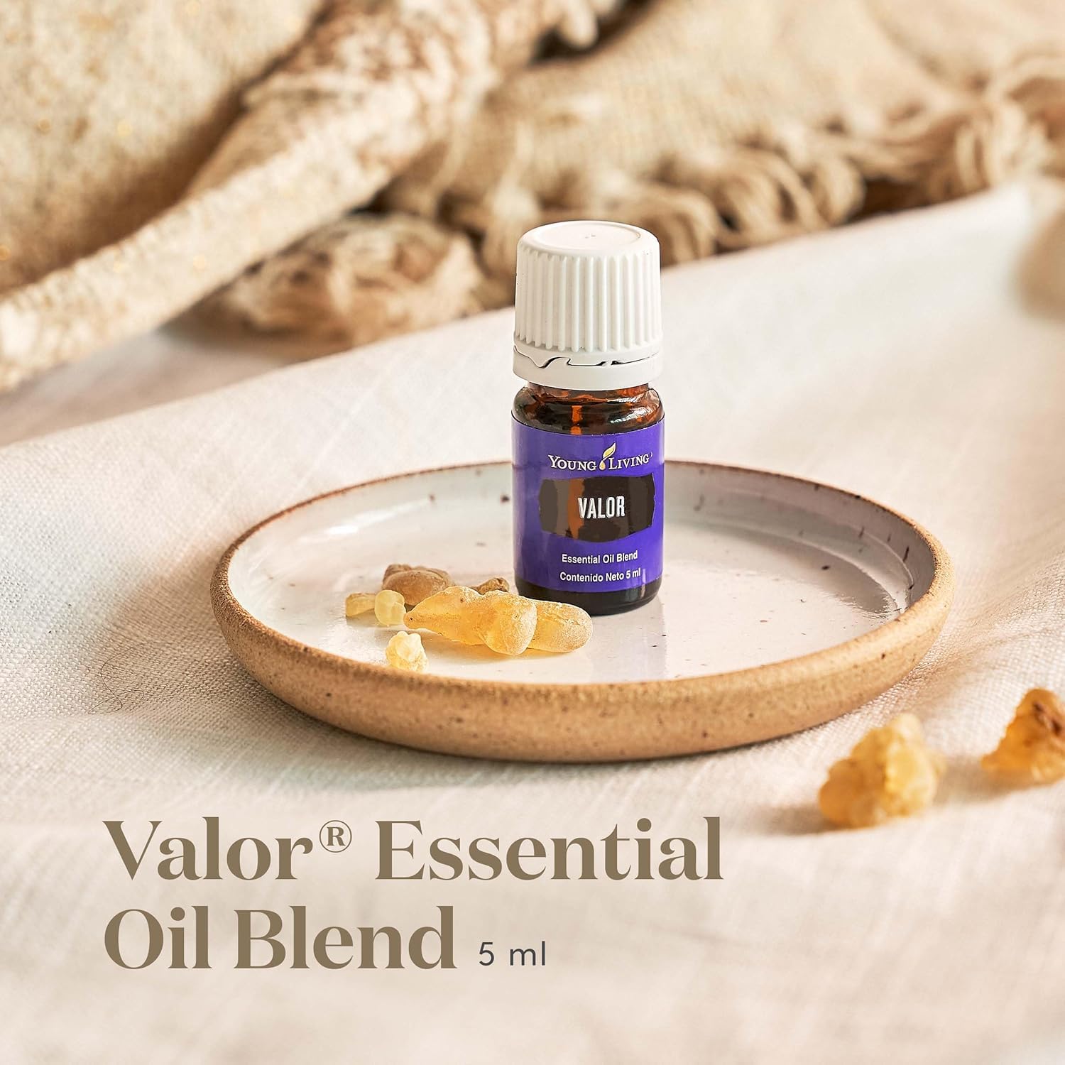 Young Living etiqueta detalle Valor con lista de ingredientes y diseño claro