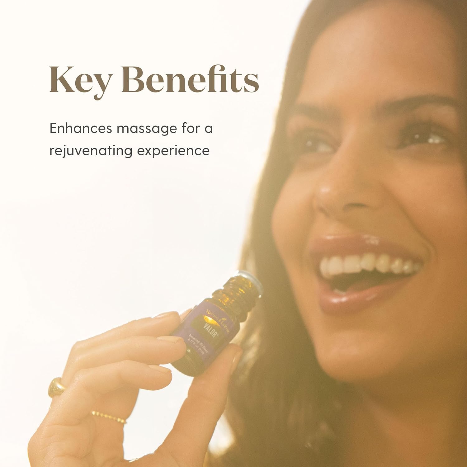 Young Living gota de aceite Valor en superficie demostrando textura pura
